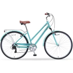 sixthreezero Pave n’ Trail Women’s 7-Speed Committed Rider Hybrid Bike Teal w/ Brown Seat/Grips
