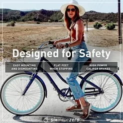 sixthreezero Women’s Beach Cruiser Bike Hybrid Bicycle Mint Green w/Brown Seat/Grips