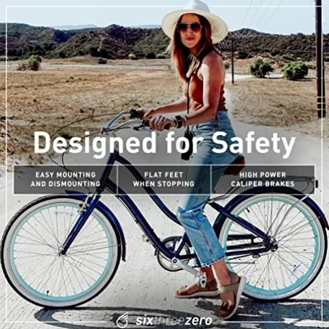 sixthreezero Women’s Beach Cruiser Bike Hybrid Bicycle Mint Green w/Brown Seat/Grips