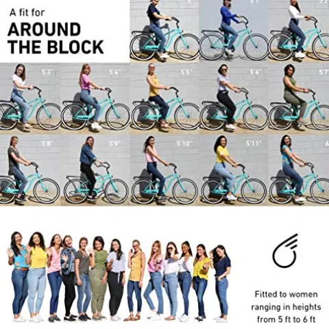 sixthreezero Women’s Beach Cruiser Bike 21-Speed Step-Through Touring Hybrid Bicycle Coral w/ Black Seat/Grips