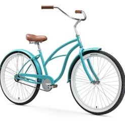 sixthreezero Women’s Single Speed Beach Cruiser Bicycle Breathe Blue w/ Brown Seat/Grips
