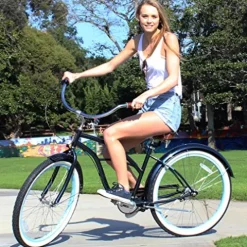 sixthreezero Women’s 7-Speed Beach Cruiser Bicycle Serenity Green with Brown Accents