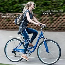 sixthreezero Women’s 3-Speed Comfort Bike with Rear Rack, 26″ Wheels/17″ Frame, Cream