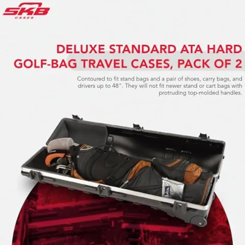 SKB Deluxe Standard ATA Hard Golf-Bag Travel Cases Pack of 2 Black