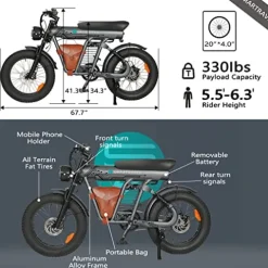 SMARTRAVEL Electric Bike for Adults, 1200W Brushless Motor, 48V/20Ah, 20”x4.0 Fat Tire, 32MPH, Old Version