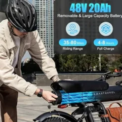 SMARTRAVEL Electric Bike for Adults 1200W Brushless Motor 20Ah Battery 20”x4.0 Fat Tire Up to 32MPH Commuter E-Bike with Turn Signals New Version