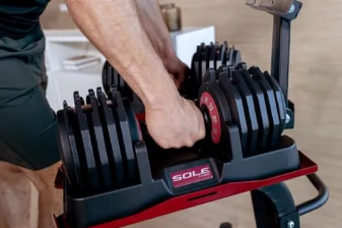 SOLE Fitness SW180 Adjustable Dumbbells Black/Red