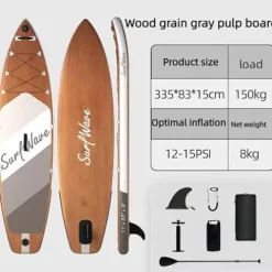 Spaboy Inflatable Stand-Up Surfboard Wood Grain Brown