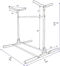 SPAREHAND Freestanding Triple Storage Rack for 3 Kayaks or SUPs Gray