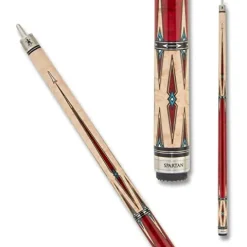 Spartan Billiards Pool Cue Stick – Crimson Stained Handle – Multi