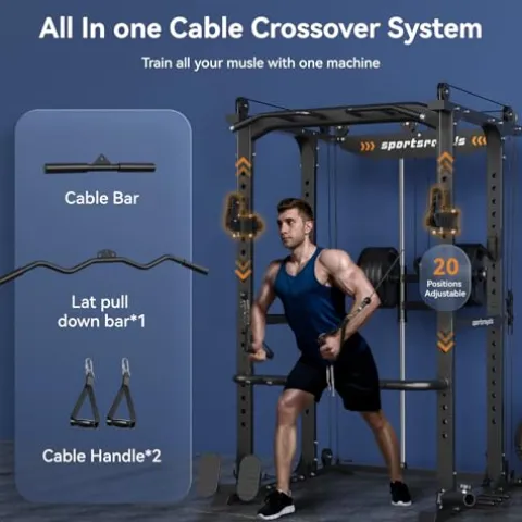 Sportsroyals Power Cage 1600lbs Multi-Function Rack Black