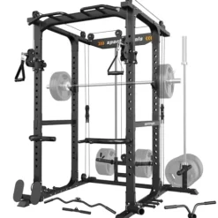 Sportsroyals Power Cage Multi-Function Power Rack with Adjustable Cable Crossover System Black