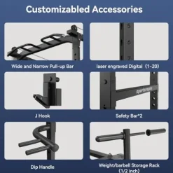 Sportsroyals Power Cage Multi-Function Power Rack with Adjustable Cable Crossover System Black