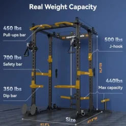 Sportsroyals Power Cage with Adjustable Cable Crossover System Black