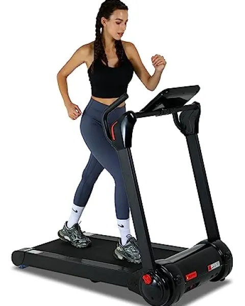 SPORTY&FIT Folding Treadmill 4.0Hp 400LBS Portable with LED Display Black
