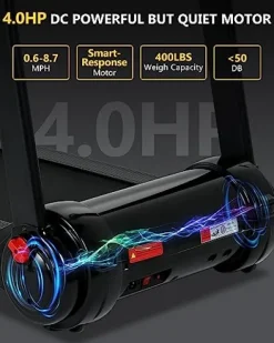 SPORTY&FIT Folding Treadmill 4.0Hp 400LBS Portable with LED Display Black