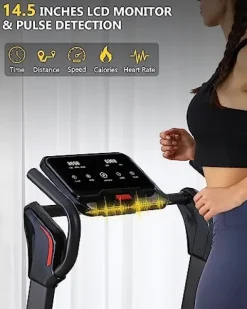 SPORTY&FIT Folding Treadmill 4.0Hp 400LBS Portable with LED Display Black