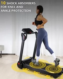 SPORTY&FIT Folding Treadmill 4.0Hp 400LBS Portable with LED Display Black