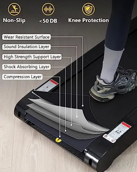 SPORTY&FIT Folding Treadmill 4.0Hp 400LBS Portable with LED Display Black