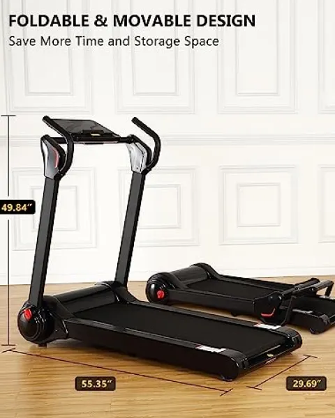 SPORTY&FIT Folding Treadmill 4.0Hp 400LBS Portable with LED Display Black