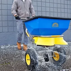 Spyker Winter Spreader Kit Ergo-Pro 100 Pound Ice Melt Spreader Blue