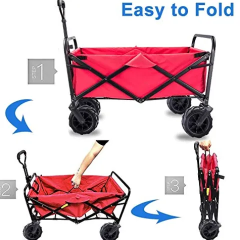 5sssallefaa Foldable Beach Cart Portable Garden Trolley 90kg Capacity Red