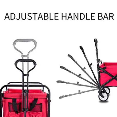 5sssallefaa Foldable Beach Cart Portable Garden Trolley 90kg Capacity Red