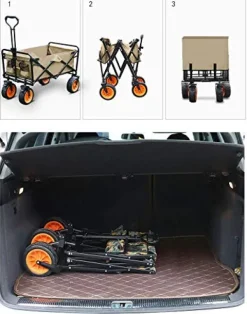 5sssallefaa Folding Trolley Cart Portable Garden Wagon 60 Kg Capacity Red