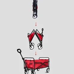 5sssallefaa Folding Trolley Cart Portable Garden Wagon 60 Kg Capacity Red