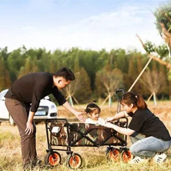 5sssallefaa Folding Trolley Cart Portable Garden Wagon 60 Kg Capacity Red