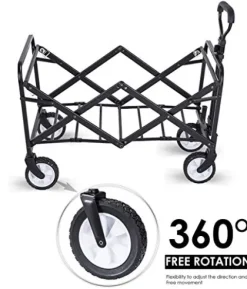 5sssallefaa Folding Wagon Portable Garden Cart 60kg Capacity Collapsible Gray