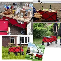 5sssallefaa Folding Wagon Garden Cart Red 105x43x85cm