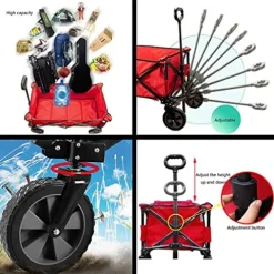 5sssallefaa Folding Wagon Garden Cart Red 105x43x85cm