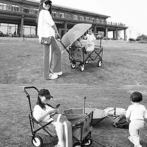 5sssallefaa Outdoor Folding Garden Wagon All-Terrain Cart for Kids Pink 75*85*50cm