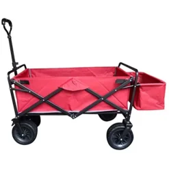 5sssallefaa Outdoor Folding Garden Trolley Cart Heavy Duty Red