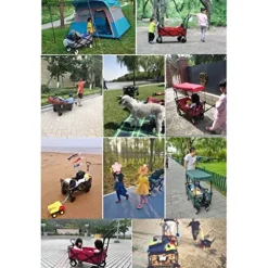 5sssallefaa Outdoor Folding Garden Trolley Cart Heavy Duty Red