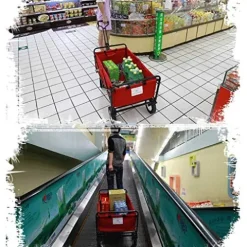 5sssallefaa Outdoor Folding Garden Trolley Cart Heavy Duty Red