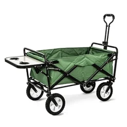 5sssallefaa Outdoor Folding Wagon All Terrain Cart with Dining Table Green 85 * 50cm