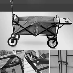 5sssallefaa Outdoor Folding Wagon All Terrain Cart with Dining Table Green 85 * 50cm
