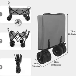 5sssallefaa Outdoor Folding Utility Wagon Cart with 4 Large Wheels Camouflage