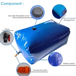 5sssallefaa Portable Water Storage Bag Soft Water Bladder Cube 1800L One Color