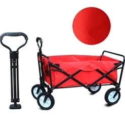 5sssallefaa Pull Along Folding Wagon Aluminium 80kg Portable Garden Cart with 4 Wheels Steel Brakes Forest Camouflage