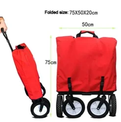 5sssallefaa Pull Along Folding Wagon Aluminium 80kg Portable Garden Cart with 4 Wheels Steel Brakes Forest Camouflage