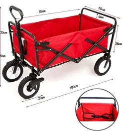 5sssallefaa Pull Along Folding Wagon Aluminium 80kg Portable Garden Cart with 4 Wheels Steel Brakes Forest Camouflage