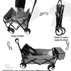 5sssallefaa Pull Along Utility Cart Folding Camping Wagon Blue