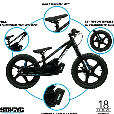 STACYC Brushless 18eDRIVE Electric Balance Bike for Kids Orange