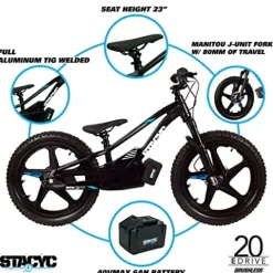 STACYC Brushless 20eDRIVE Electric Balance Bike for Kids Blue