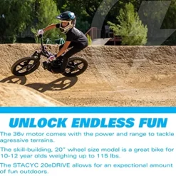 STACYC Brushless 20eDRIVE Electric Balance Bike for Kids Blue