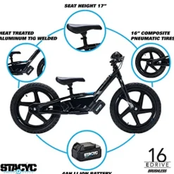STACYC Brushless 16eDRIVE Electric Balance Bike Black