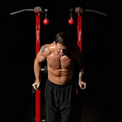 Stamina X Fortress Power Tower with Plyo Box – Dip Bar Pull Up Bar Station – Red